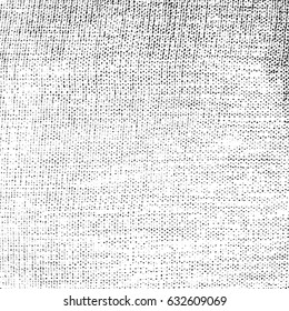 Distress thread used texture. Grunge rough dirty background. Shabby black cotton cover. Overlay grany aged messy template. Cloth linen sack backdrop. Empty aging design element. EPS10 vector.