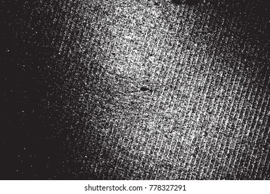 Distress thread used texture. Grunge rough dirty background. Shabby black cotton cover. Overlay aged grainy messy template. Cloth linen sack backdrop. Empty aging design element. EPS10 vector.