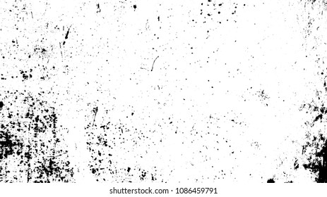Distress urban used texture. Grunge rough dirty background. Overlay aged grainy messy template. Brushed black paint cover. Renovate wall frame grimy backdrop. Empty aging design element. EPS10 vector.