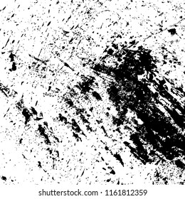 Distress urban used texture. Grunge rough dirty background. Brushed black paint cover. Overlay aged grainy messy template. Renovate wall frame grimy backdrop. Empty aging design element. EPS10 vector.