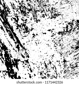 Distress urban used texture. Grunge rough dirty background. Brushed black paint cover. Overlay aged grainy messy template. Renovate wall scratched backdrop. Empty aging design element. EPS10 vector.