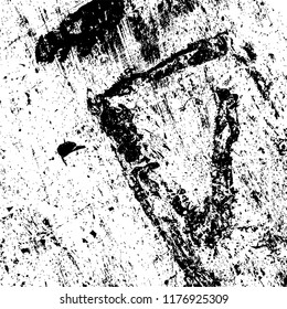 Distress urban used texture. Grunge rough dirty background. Brushed black paint cover. Overlay aged grainy messy template. Renovate wall scratched backdrop. Empty aging design element. EPS10 vector.