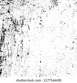 Distress urban used texture. Grunge rough dirty background. Brushed black paint cover. Overlay aged grainy messy template. Renovate wall scratched backdrop. Empty aging design element. EPS10 vector.