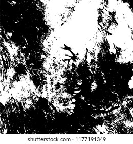 Distress urban used texture. Grunge rough dirty background. Brushed black paint cover. Overlay aged grainy messy template. Renovate wall scratched backdrop. Empty aging design element. EPS10 vector.