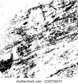 Distress urban used texture. Grunge rough dirty background. Brushed black paint cover. Overlay aged grainy messy template. Renovate wall scratched backdrop. Empty aging design element. EPS10 vector.