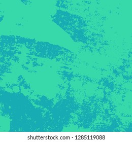 Distress urban used texture. Grunge rough dirty blue square background. Brushed paint cover. Overlay aged grainy messy template. Renovate wall frame grimy backdrop. Empty aging element. EPS10 vector