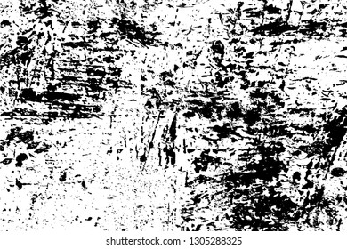 Distress urban used texture. Grunge rough dirty background. Brushed black paint cover. Overlay aged grainy messy template. Renovate wall scratched backdrop. Empty aging design element. EPS10 vector.