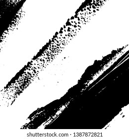 Distress urban used texture. Grunge rough dirty background. Brushed black paint cover. Overlay aged grainy messy template. Renovate wall scratched backdrop. Empty aging design element. EPS10 vector.
