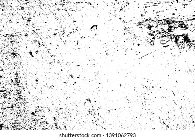 Distress urban used texture. Grunge rough dirty background. Brushed black paint cover. Overlay aged grainy messy template. Renovate wall scratched backdrop. Empty aging design element. EPS10 vector.