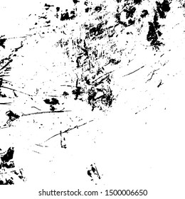 Distress urban used texture. Grunge rough dirty background. Brushed black paint cover. Overlay aged grainy messy template. Renovate wall scratched backdrop. Empty aging design element. EPS10 vector.
