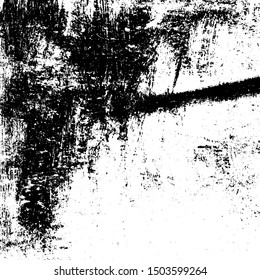 Distress urban used texture. Grunge rough dirty background. Brushed black paint cover. Overlay aged grainy messy template. Renovate wall scratched backdrop. Empty aging design element. EPS10 vector.