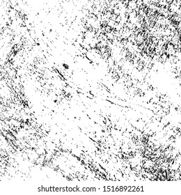 Distress urban used texture. Grunge rough dirty background. Brushed black paint cover. Overlay aged grainy messy template. Renovate wall scratched backdrop. Empty aging design element. EPS10 vector.