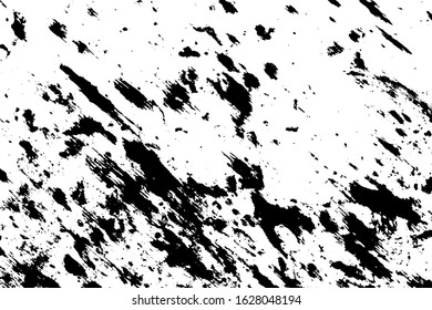 Distress urban used texture. Grunge rough dirty background. Brushed black paint cover. Overlay aged grainy messy template. Renovate wall scratched backdrop. Empty aging design element. EPS10 vector.