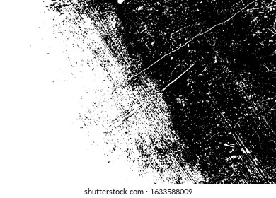 Distress urban used texture. Grunge rough dirty background. Brushed black paint cover. Overlay aged grainy messy template. Renovate wall scratched backdrop. Empty aging design element. EPS10 vector.