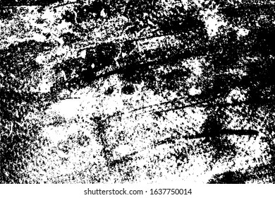 Distress urban used texture. Grunge rough dirty background. Brushed black paint cover. Overlay aged grainy messy template. Renovate wall frame grimy backdrop. Empty aging design element. EPS10 vector.