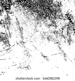 Distress urban used texture. Grunge rough dirty background. Brushed black paint cover. Overlay aged grainy messy template. Renovate wall scratched backdrop. Empty aging design element. EPS10 vector.