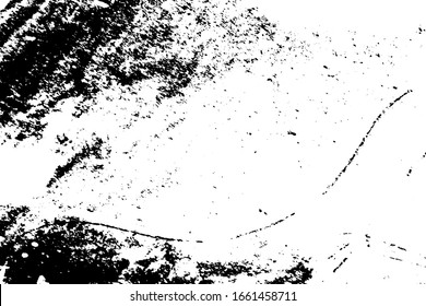 Distress urban used texture. Grunge rough dirty background. Brushed black paint cover. Overlay aged grainy messy template. Renovate wall scratched backdrop. Empty aging design element. EPS10 vector.