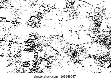 Distress urban used texture. Grunge rough dirty background. Brushed black paint cover. Overlay aged grainy messy template. Renovate wall scratched backdrop. Empty aging design element. EPS10 vector.
