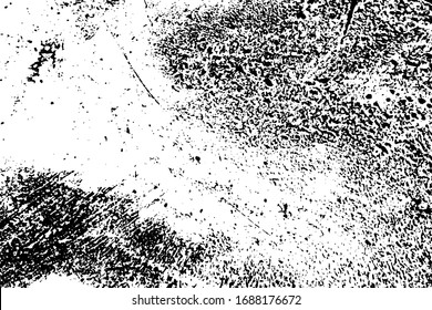 Distress urban used texture. Grunge rough dirty background. Brushed black paint cover. Overlay aged grainy messy template. Renovate wall scratched backdrop. Empty aging design element. EPS10 vector.