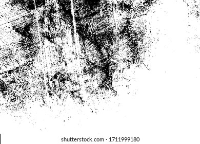 Distress urban used texture. Grunge rough dirty background. Brushed black paint cover. Overlay aged grainy messy template. Renovate wall scratched backdrop. Empty aging design element. EPS10 vector.