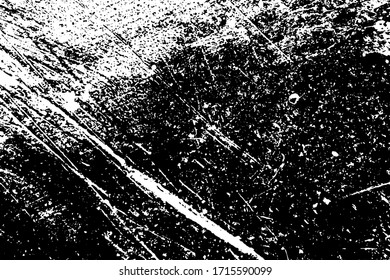 Distress urban used texture. Grunge rough dirty background. Brushed black paint cover. Overlay aged grainy messy template. Renovate wall scratched backdrop. Empty aging design element. EPS10 vector.