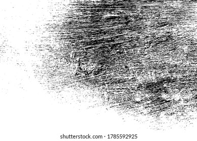Distress urban used texture. Grunge rough dirty background. Brushed black paint cover. Overlay aged grainy messy template. Renovate wall scratched backdrop. Empty aging design element. EPS10 vector.