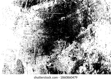 Distress urban used texture. Grunge rough dirty background. Brushed black paint cover. Overlay aged grainy messy template. Renovate wall scratched backdrop. Empty aging design element. EPS10 vector.