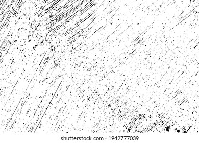 Distress urban used texture. Grunge rough dirty background. Brushed black paint cover. Overlay aged grainy messy template. Renovate wall scratched backdrop. Empty aging design element. EPS10 vector.