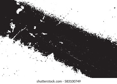 Distress urban used texture. Grunge rough dirty background. Brushed black paint cover. Overlay aged grainy messy template. Renovate wall grimy backdrop. Empty aging design element. EPS10 vector.