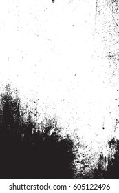 Distress urban used texture. Grunge rough dirty background. Brushed black paint cover. Overlay aged grainy messy template. Renovate wall scratched backdrop. Empty aging design element. EPS10 vector.
