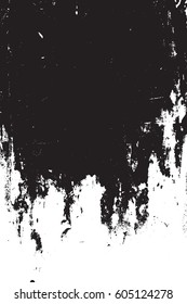 Distress urban used texture. Grunge rough dirty background. Brushed black paint cover. Overlay aged grainy messy template. Renovate wall scratched backdrop. Empty aging design element. EPS10 vector.
