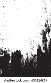 Distress urban used texture. Grunge rough dirty background. Brushed black paint cover. Overlay aged grainy messy template. Renovate wall scratched backdrop. Empty aging design element. EPS10 vector.