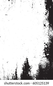 Distress urban used texture. Grunge rough dirty background. Brushed black paint cover. Overlay aged grainy messy template. Renovate wall scratched backdrop. Empty aging design element. EPS10 vector.
