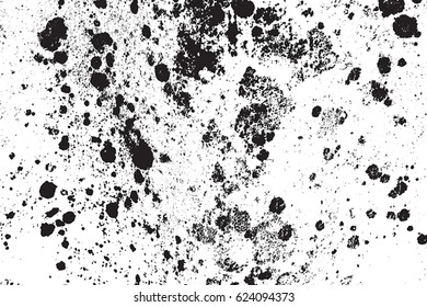 Distress urban used texture. Grunge rough dirty background. Brushed black paint cover. Overlay aged grainy messy template. Renovate wall frame grimy backdrop. Empty aging design element. EPS10 vector.