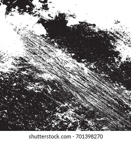 Distress urban used texture. Grunge rough dirty background. Brushed black paint cover. Overlay aged grainy messy template. Renovate wall scratched backdrop. Empty aging design element. EPS10 vector.