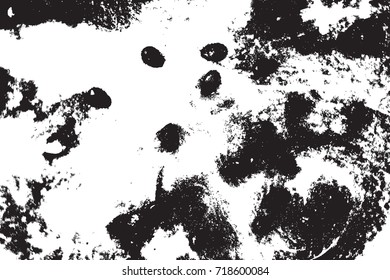 Distress urban used texture. Grunge rough dirty background. Brushed black paint cover. Overlay aged grainy messy template. Renovate wall scratched backdrop. Empty aging design element. EPS10 vector.