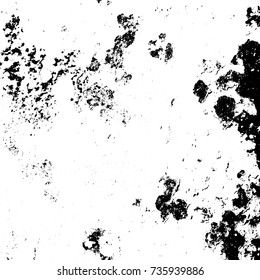 Distress urban used texture. Grunge rough dirty background. Brushed black paint cover. Overlay aged grainy messy template. Renovate wall scratched backdrop. Empty aging design element. EPS10 vector.