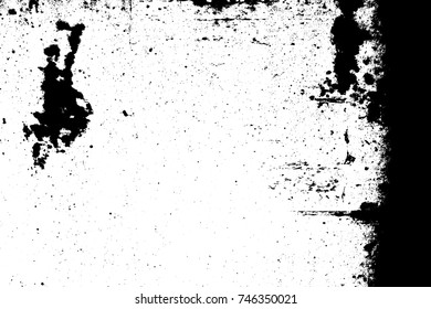 Distress urban used texture. Grunge rough dirty background. Brushed black paint cover. Overlay aged grainy messy template. Renovate wall frame grimy backdrop. Empty aging design element. EPS10 vector.