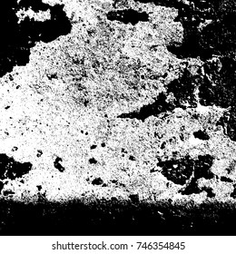 Distress urban used texture. Grunge rough dirty background. Brushed black paint cover. Overlay aged grainy messy template. Renovate wall scratched backdrop. Empty aging design element. EPS10 vector.