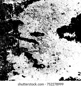 Distress urban used texture. Grunge rough dirty background. Brushed black paint cover. Overlay aged grainy messy template. Renovate wall frame grimy backdrop. Empty aging design element. EPS10 vector.