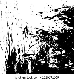 Distress urban used texture. Overlay aged grainy messy template. Grunge rough dirty background. Brushed black paint cover. Renovate wall frame grimy backdrop. Empty aging design element. EPS10 vector.