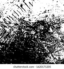 Distress urban used texture. Overlay aged grainy messy template. Grunge rough dirty background. Brushed black paint cover. Renovate wall frame grimy backdrop. Empty aging design element. EPS10 vector.