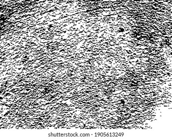 Distress vector texture of brushed plaster wall. Spotted asphalt or  concrete surface. Black splatter on white background. Material design template. Textured overlay for vintage graphic.