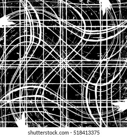 Distress wavy line and grid overlay texture for your design. EPS10 vector. 