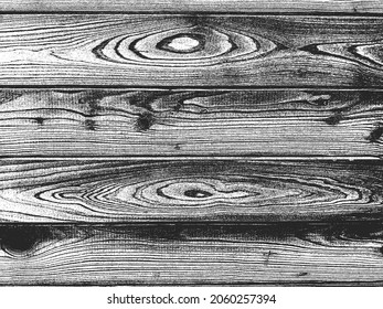 Distress wooden planks texture. Black and white grunge background. EPS8 vector illustration