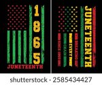 Distressed 1865 Juneteenth Flag in Pan-African Colors. Distressed Juneteenth Flag with “Breaking Every Chain Since 1865”