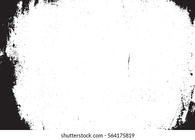 Distressed abstract border Overlay texture with dark corners. Grunge creative frame cover background. Empty urban design template for aging your images. Messy, dirty edges backdrop. EPS10 vector.