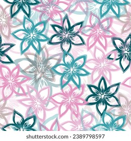  Distressed abstract floral background and art design illustration Hand drawn cartoon style pattern.