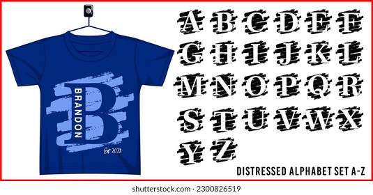 Distressed Alphabet, Grunge Font Design, Kid's T shirt Vector Design 