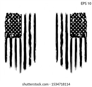 Distressed american black flag  - US flag